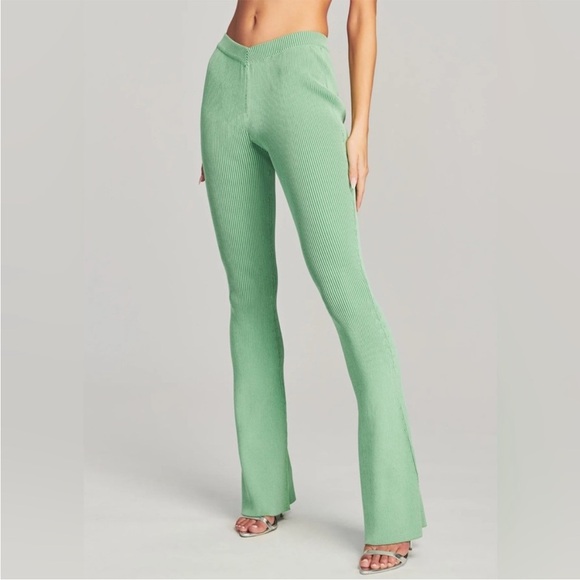 SER.O.YA Lux Green Ribbed High Rise Straight Pants Size S NWT - Picture 1 of 4